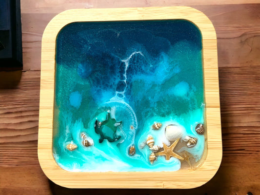 Ocean Art design Deckel für Ikea serie365+ quadratisch Box Bambus quadratisch Aufbewahrung Geschenk Wellen maritim