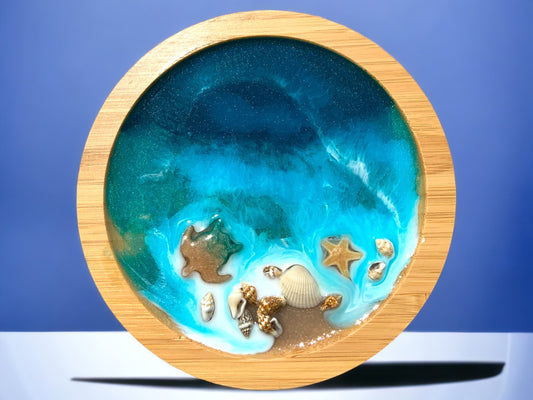 Ocean Art design Deckel für Ikea serie365+ rund Box Bambus rund Aufbewahrung Geschenk Wellen maritim