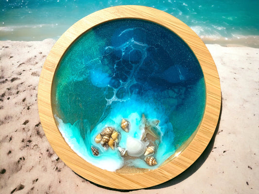 Ocean Art design Deckel für Ikea serie365+ rund Box Bambus Aufbewahrung Geschenk Wellen maritim
