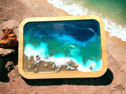 Ocean Art design Deckel für Ikea serie365+ rechteckig Box Bambus rechteckig Aufbewahrung Geschenk Wellen maritim