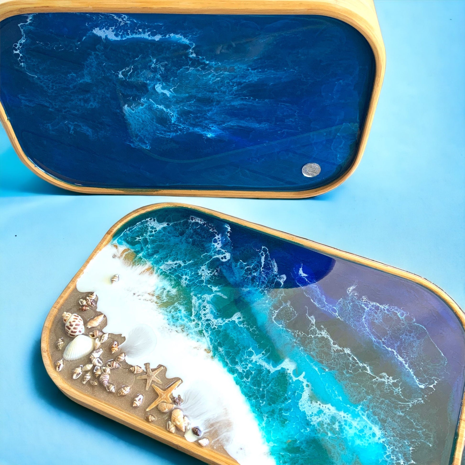 Ocean art Brotbox Brotkorb Holzbox Schachtel Box Aufbewahrung Geschenk Wellen maritim
