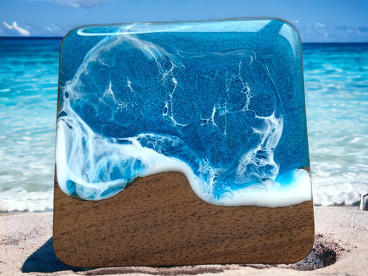 Schmuckkästchen aus Nussbaum Holz ocean Art design Ring Aufbewahrung Handarbeit Geschenke Schmuckschatulle Resin Schmuckorganizer
