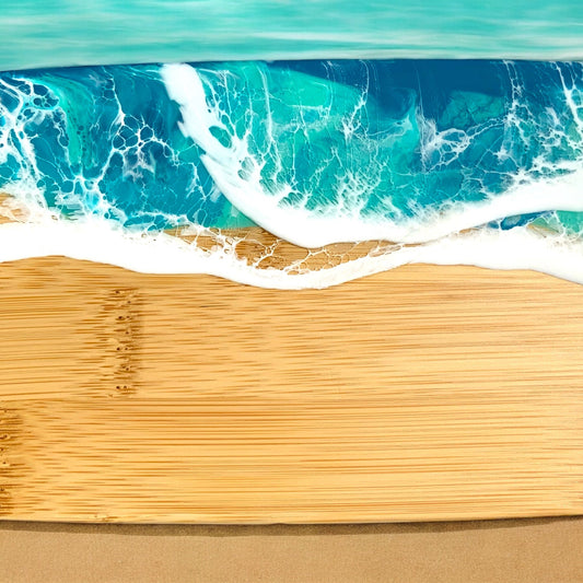 Butterdose mit Ocean Art Deckel aus Resin Bambus Keramik handveredelt maritime Kuechendeko Geschenkidee Unikat Küchenaccessoire