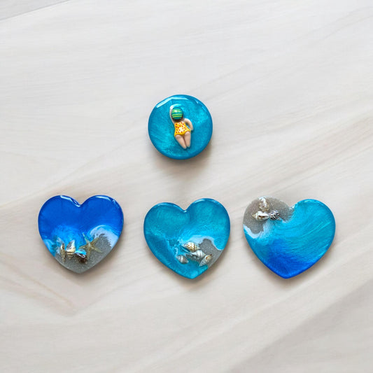 Handyhalter Ocean Art Resin mit Muscheln und Sand Handgemacht Handy Grip Pop Socket Smartphone Halterung Meer Seestern Glitzer Blau Handy