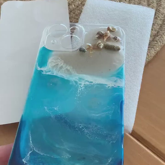 Ocean Art Handyhülle Handy Cover meeresdesign maritime Wellen Muscheln ocean Handy Hülle handycover I phone iPhone 15