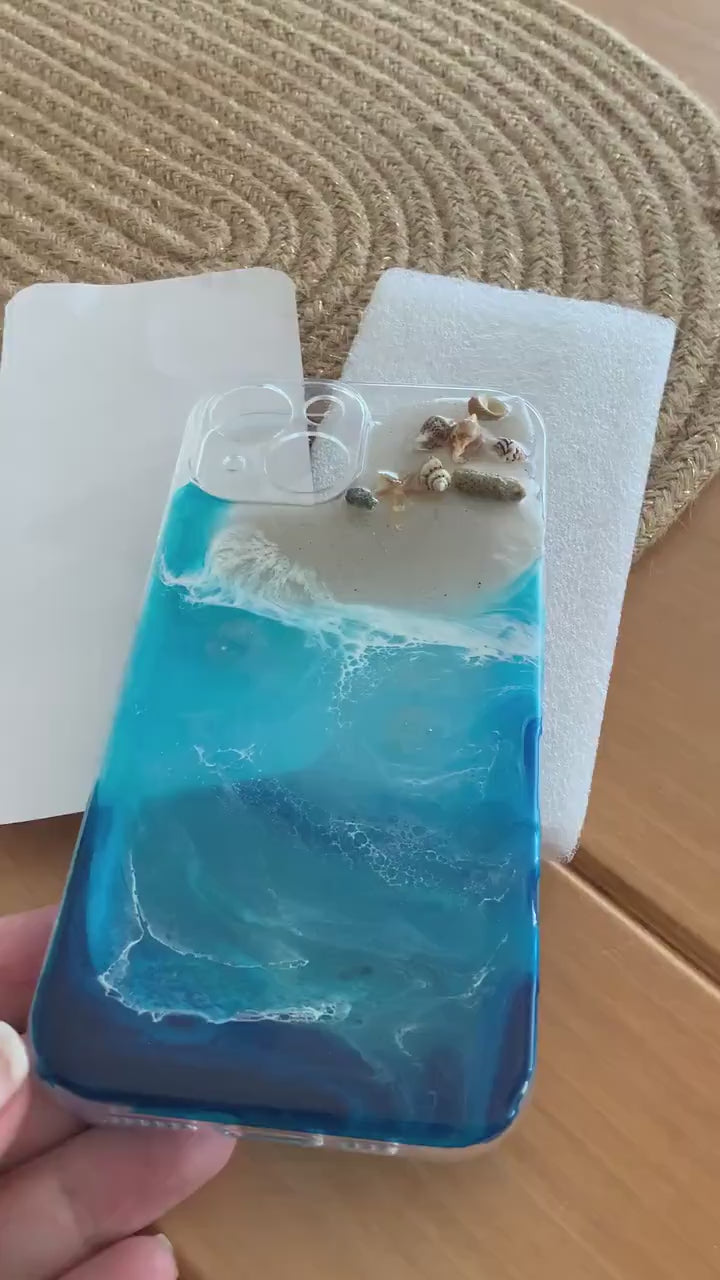 Ocean Art Handyhülle Handy Cover meeresdesign maritime Wellen Muscheln ocean Handy Hülle handycover I phone iPhone 15