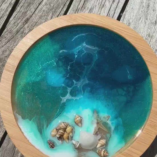 Ocean Art design Deckel für Ikea serie365+ rund Box Bambus Aufbewahrung Geschenk Wellen maritim