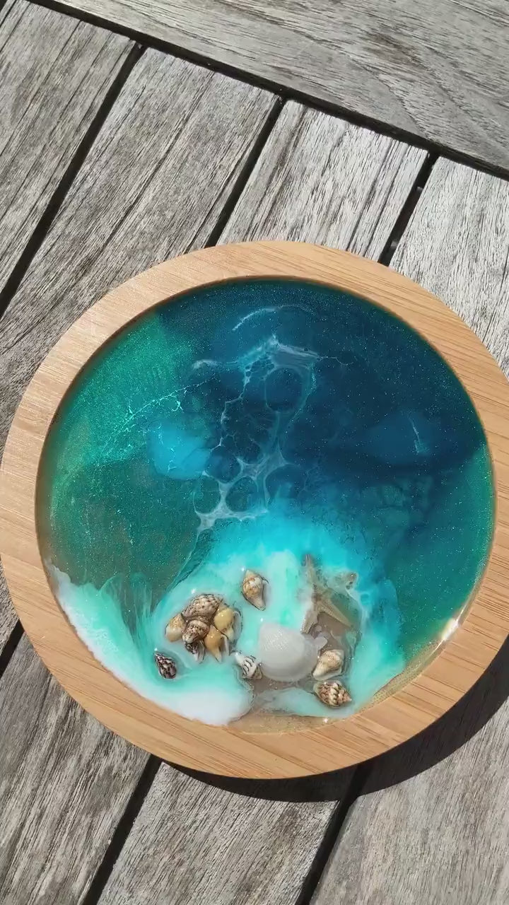 Ocean Art design Deckel für Ikea serie365+ rund Box Bambus Aufbewahrung Geschenk Wellen maritim