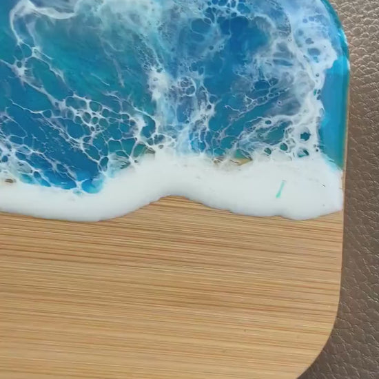 Butterdose mit Ocean Art Deckel aus Resin Bambus Keramik handveredelt maritime Kuechendeko Geschenkidee Unikat Küchenaccessoire
