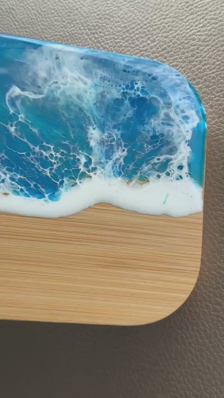 Butterdose mit Ocean Art Deckel aus Resin Bambus Keramik handveredelt maritime Kuechendeko Geschenkidee Unikat Küchenaccessoire