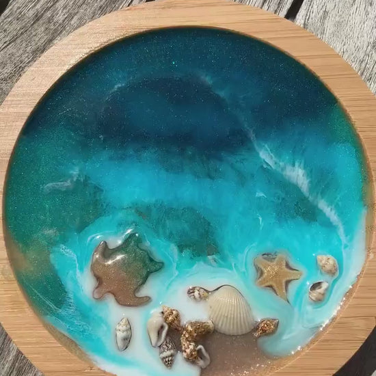 Ocean Art design Deckel für Ikea serie365+ rund Box Bambus rund Aufbewahrung Geschenk Wellen maritim