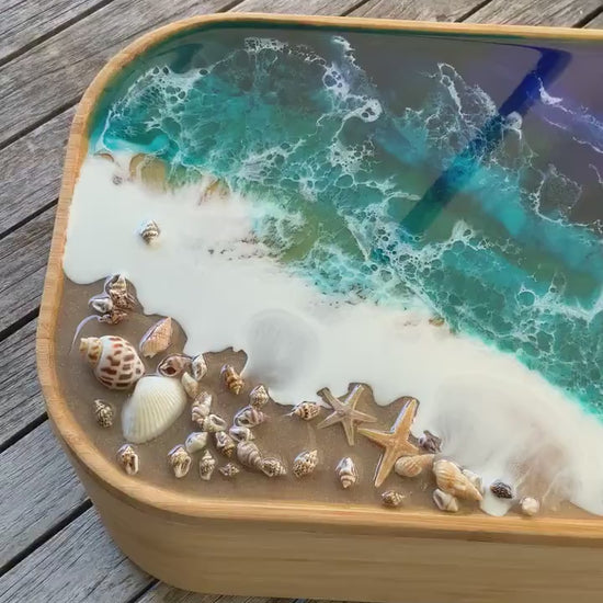 Ocean art  Brotbox Brotkorb Holzbox Schachtel Box Aufbewahrung Geschenk Wellen maritim