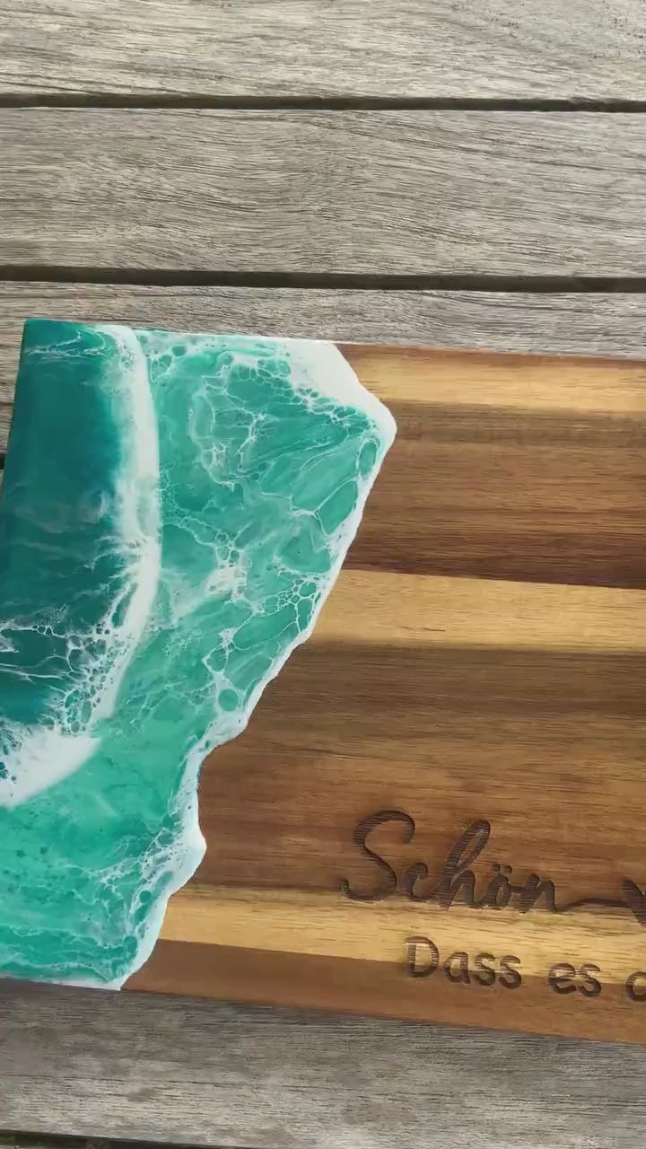 Akazienholz Brettchen schön das es dich gibt Grösse 23 x 15 x 1 cm ocean art servierbretter  käse Design Schneidebrett Brotzeit