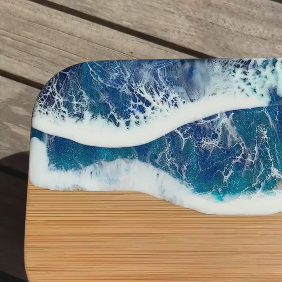 Butterdose mit Ocean Art Deckel aus Resin Bambus Keramik handveredelt maritime Kuechendeko Geschenkidee Unikat Küchenaccessoire