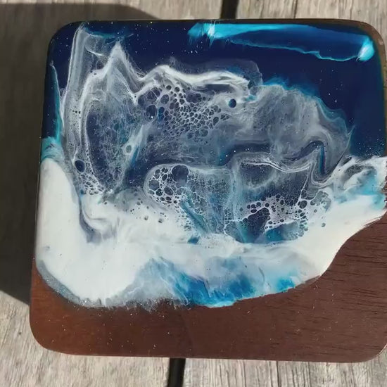 Schmuckkästchen  aus Nussbaum Holz ocean Art design Ring Aufbewahrung Handarbeit Geschenke Schmuckschatulle  Schmuckorganizer Verpackung