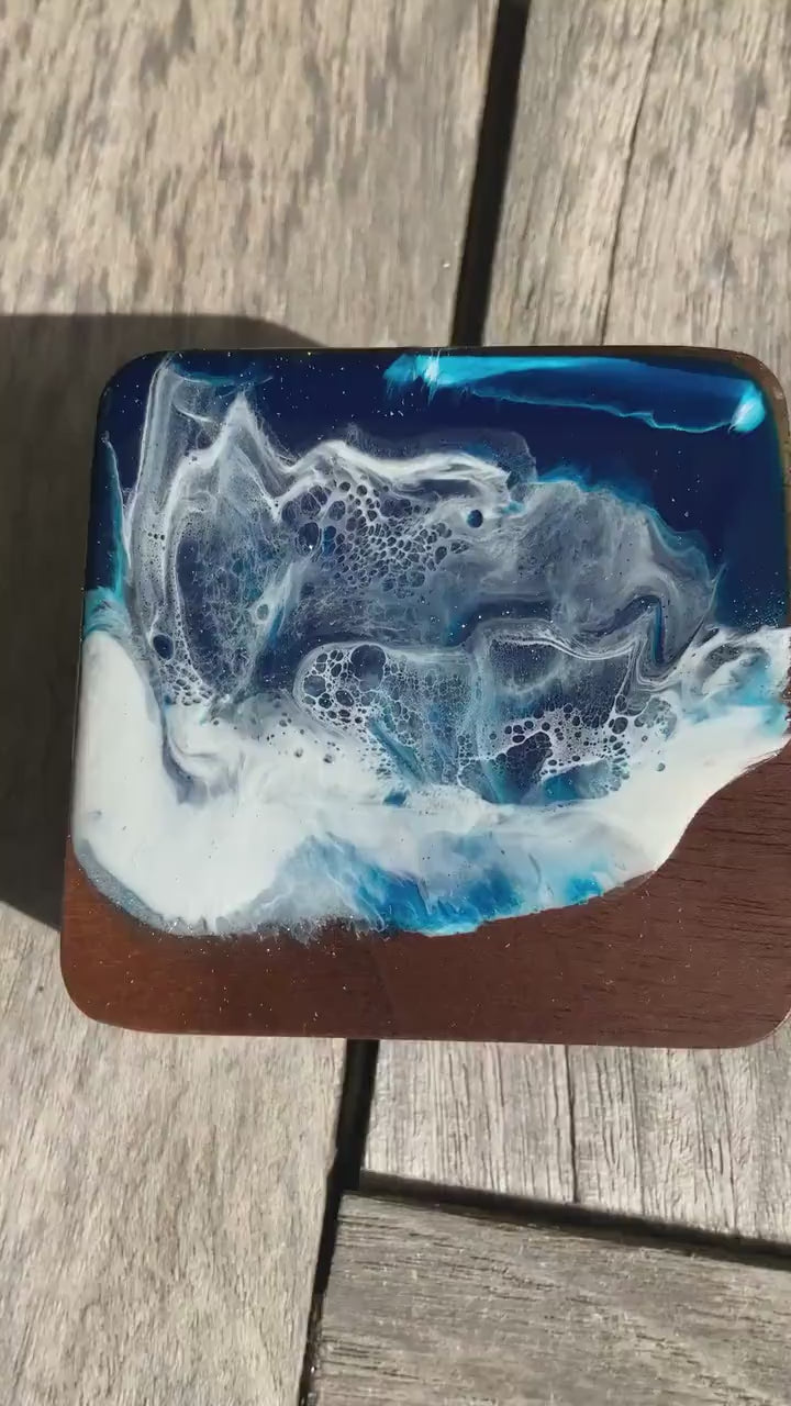 Schmuckkästchen  aus Nussbaum Holz ocean Art design Ring Aufbewahrung Handarbeit Geschenke Schmuckschatulle  Schmuckorganizer Verpackung