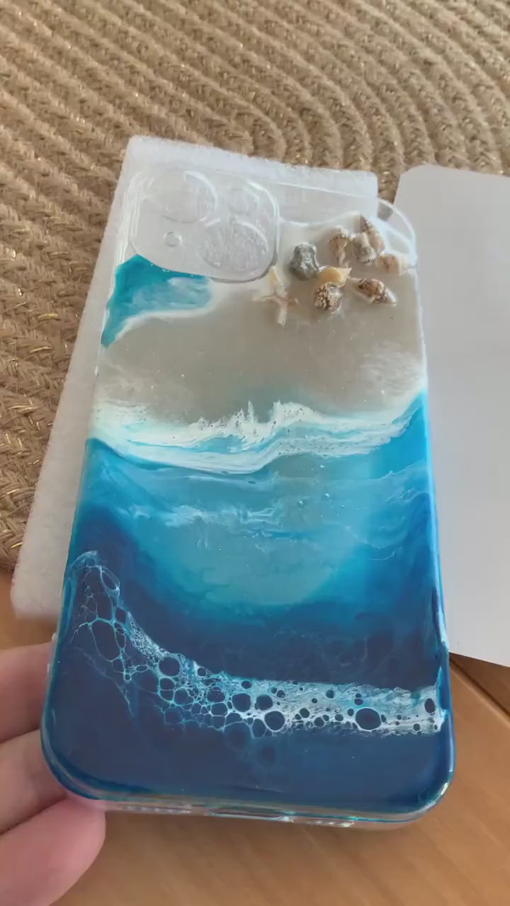 Ocean Art Handyhülle Handy Cover meeresdesign maritime Wellen Muscheln ocean Handy Hülle handycover I phone iPhone 15