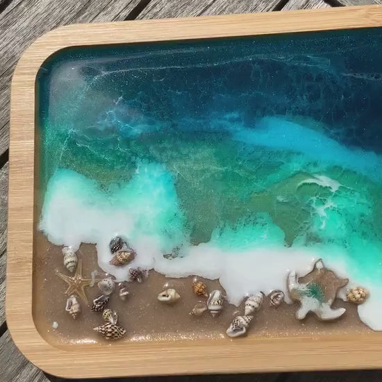 Ocean Art design Deckel für Ikea serie365+ rechteckig Box Bambus rechteckig Aufbewahrung Geschenk Wellen maritim