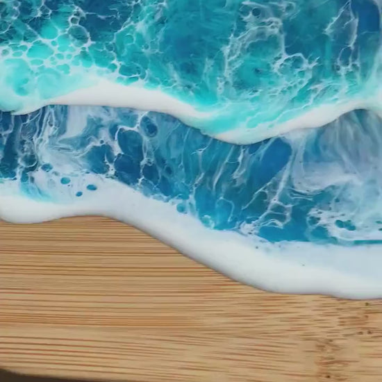 Butterdose mit Ocean Art Deckel aus Resin Bambus Keramik handveredelt maritime Kuechendeko Geschenkidee Unikat Küchenaccessoire