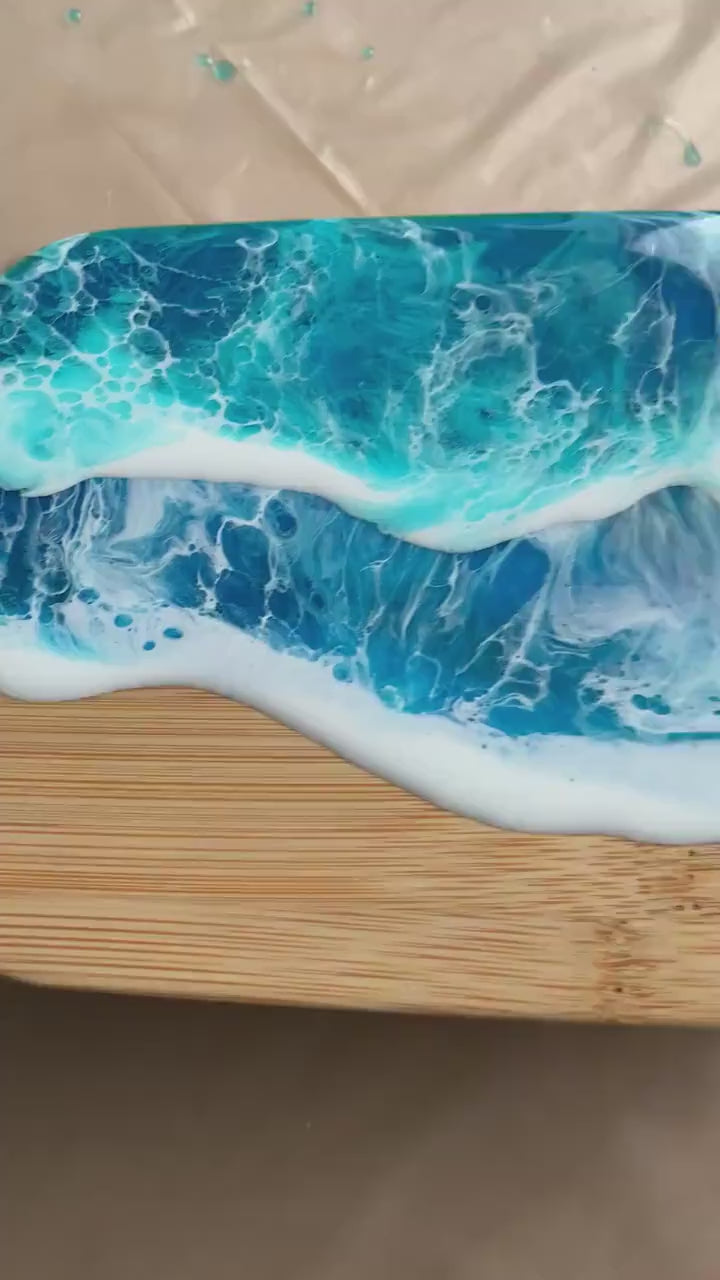 Butterdose mit Ocean Art Deckel aus Resin Bambus Keramik handveredelt maritime Kuechendeko Geschenkidee Unikat Küchenaccessoire