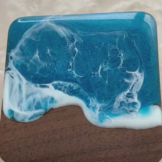 Schmuckkästchen  aus Nussbaum Holz ocean Art design Ring Aufbewahrung Handarbeit Geschenke Schmuckschatulle Resin Schmuckorganizer